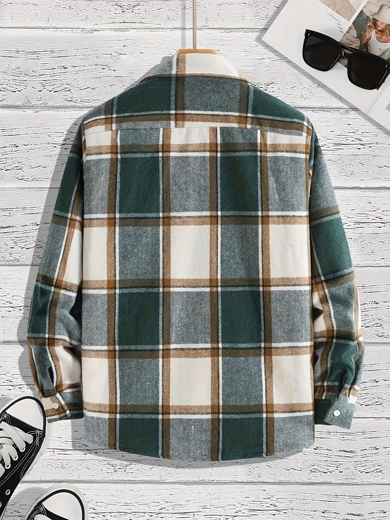 Men's Versatile Casual Plaid Shirt Coat