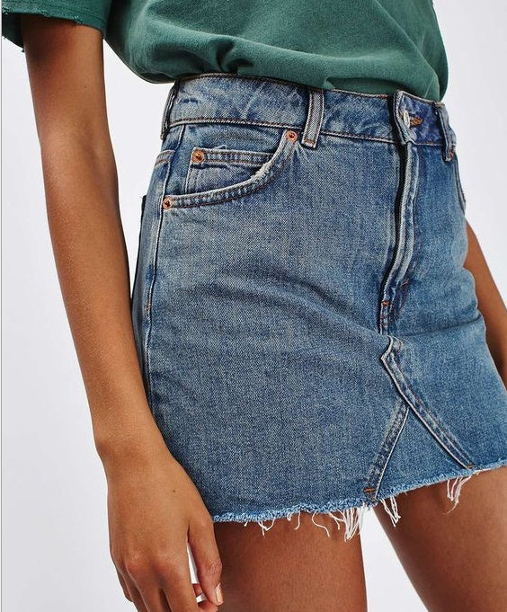Women's High Waist Denim Mini Jeans Skirt
