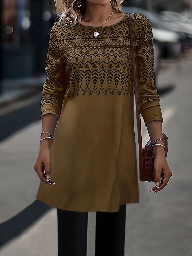 Women's Fashionable Long Sleeve Knitted Top/ Shorter Dress