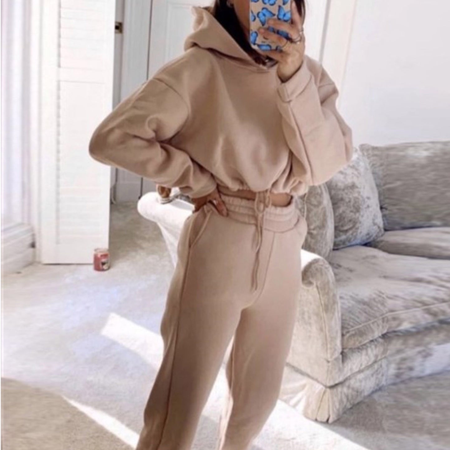 Women's 2 Piece Long Sleeve Hoodie Casual Sportswear Sweatsuit