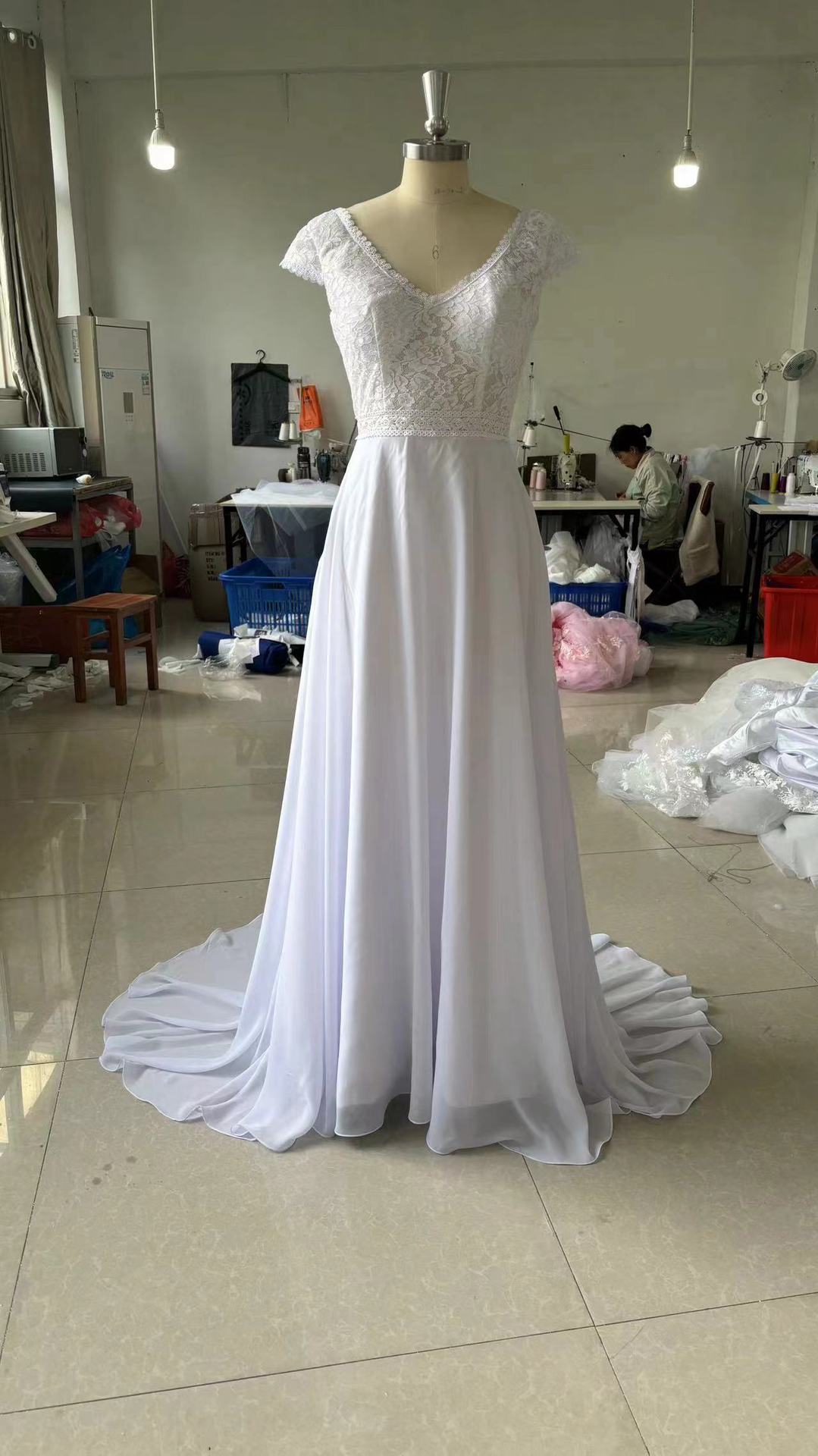 Slim-fit Off-shoulder Bare Back Bridal Tail Wedding Dress