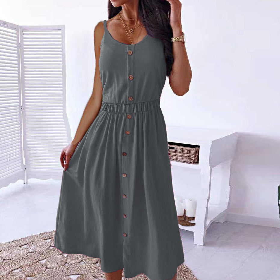 Women's Solid Color Sexy Waist Trimming Dress
