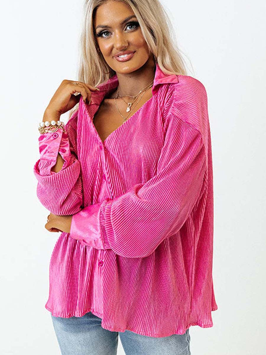 Women's Long Sleeve Hot Pink Top