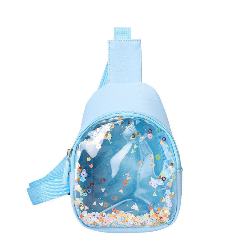 Solid Color PU Leather Children's Lightweight Trendy Shoulder Bag