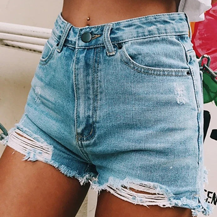 Women's Hole Stretch denim shorts