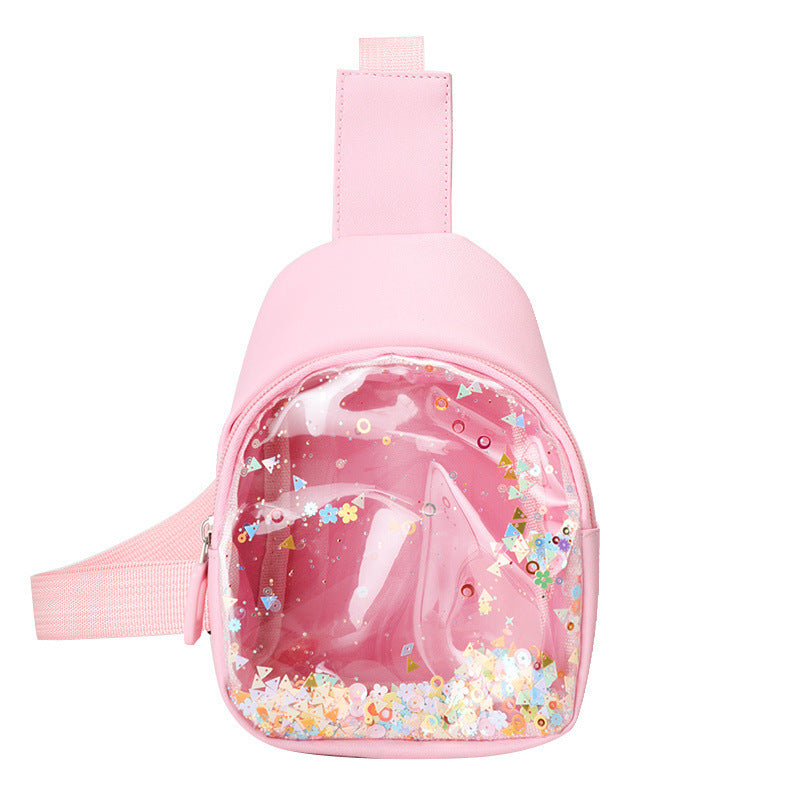 Solid Color PU Leather Children's Lightweight Trendy Shoulder Bag