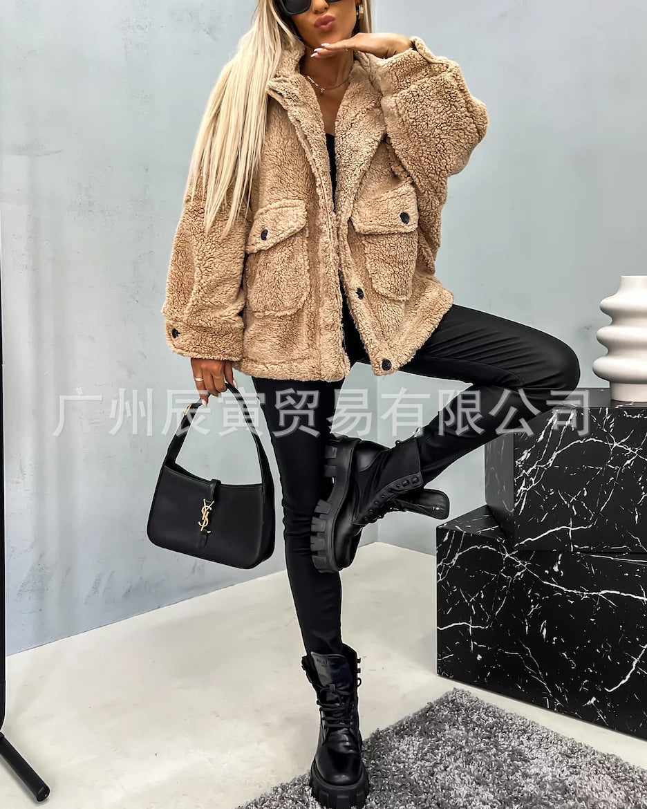 Women's Plush Casual Long Sleeve Jacket