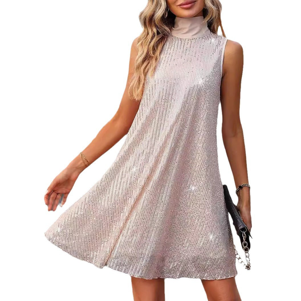 Women's Sexy Sequin Sleeveless Pullover Dress