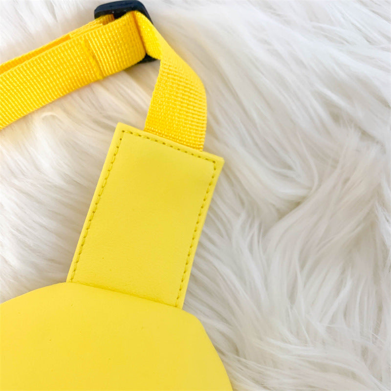 Solid Color PU Leather Children's Lightweight Trendy Shoulder Bag