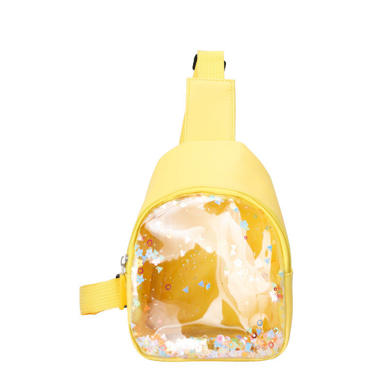 Solid Color PU Leather Children's Lightweight Trendy Shoulder Bag