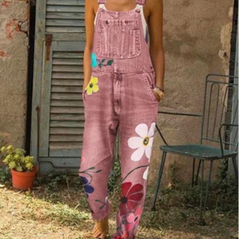 Women's Flower Printed Washed Overalls (Sm-5XL)