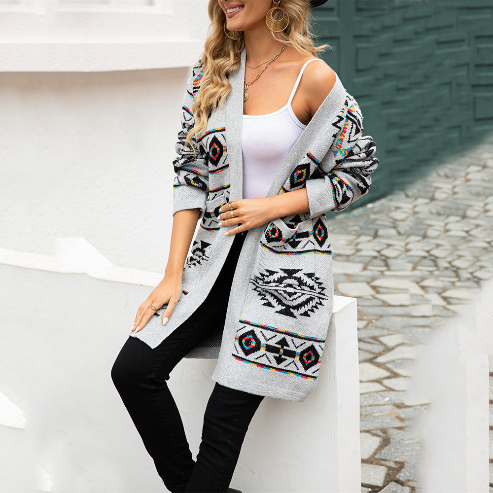 Women Covering Diamond Knitwear Cardigan