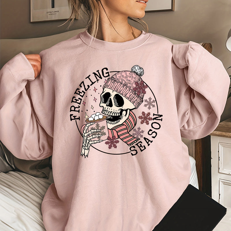 Women's Winter Theme Skull Snowman Sweater