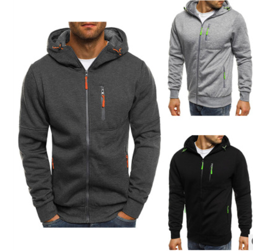 Men's Zipper Hooded Cotton Sweater Jacket