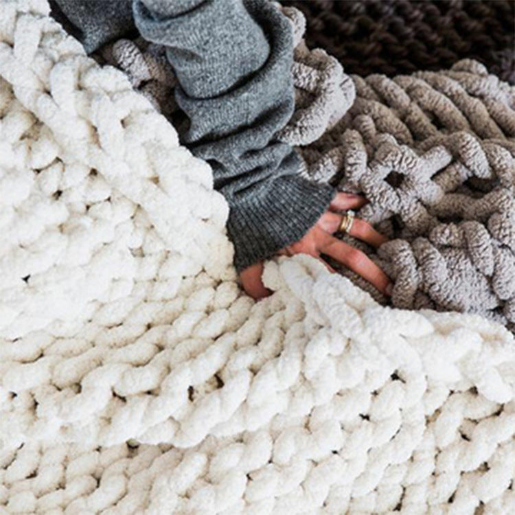 Chenille thick handmade chunky knit blanket