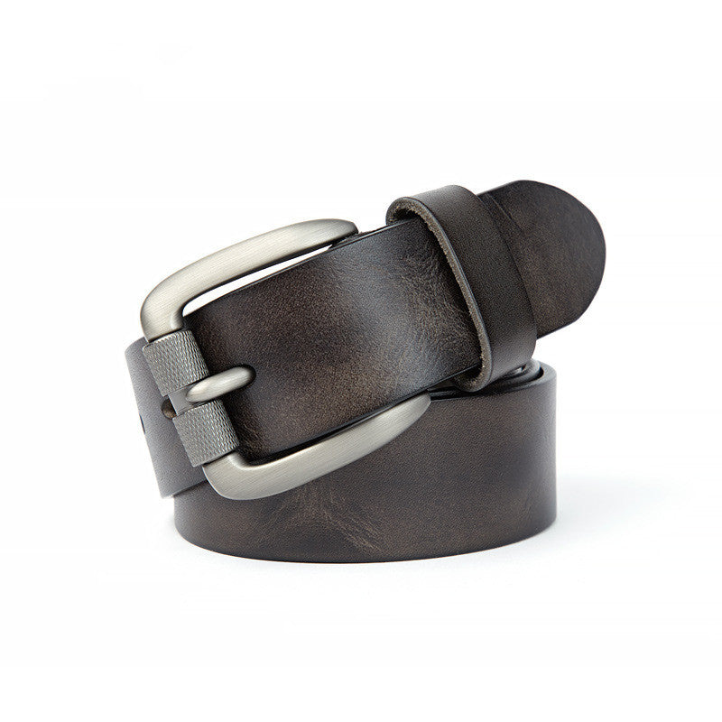 Men's Ladies Unique Vegetable Tanned Top Layer Cowhide Stitch Belt