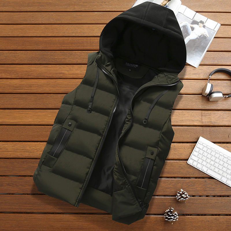 Men's Stylish Hooded Warm Padded vest with Pockets (M-4XL)