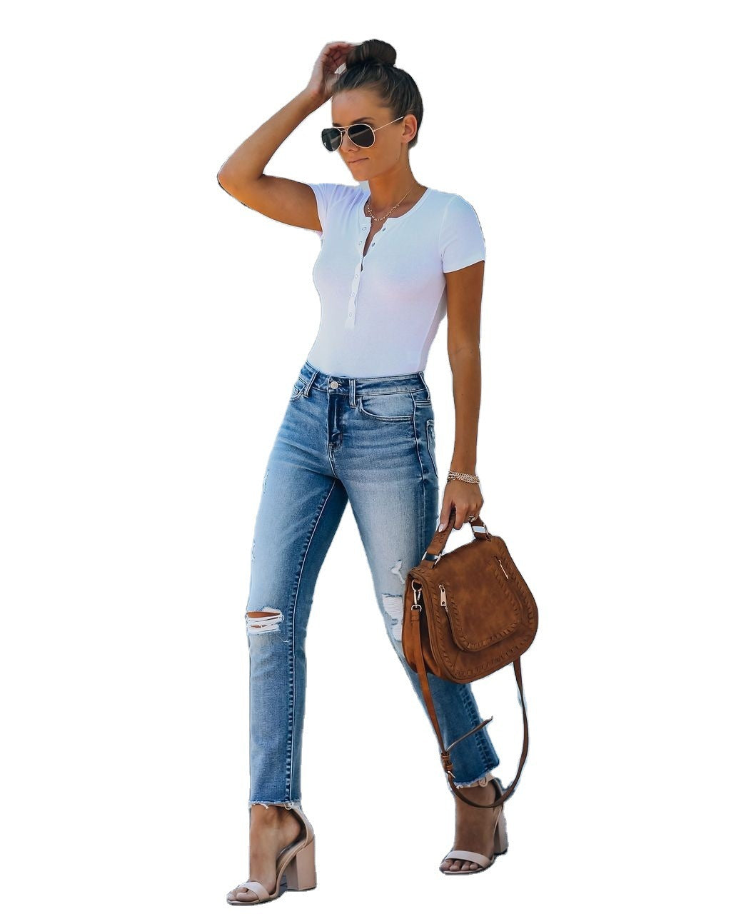 Women's Raw-Edge Straight-Leg Slim-Fit Jeans