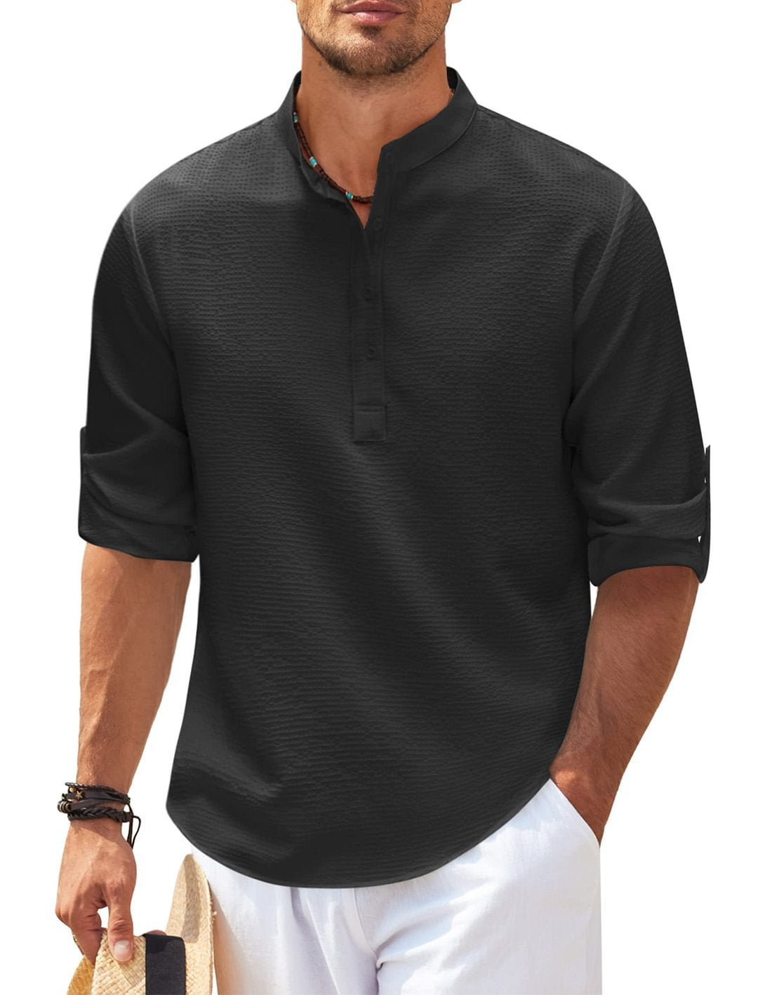 Men's Casual Long Sleeve Solid Color Shirt (Sm-5XL)