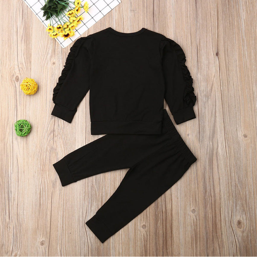 Baby and Toddler Soft Girls Ruffle Long Sleeve Sweatsuit