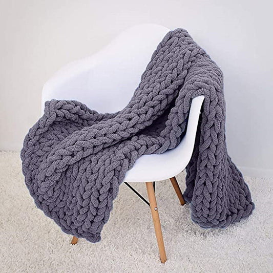 Chenille thick handmade chunky knit blanket