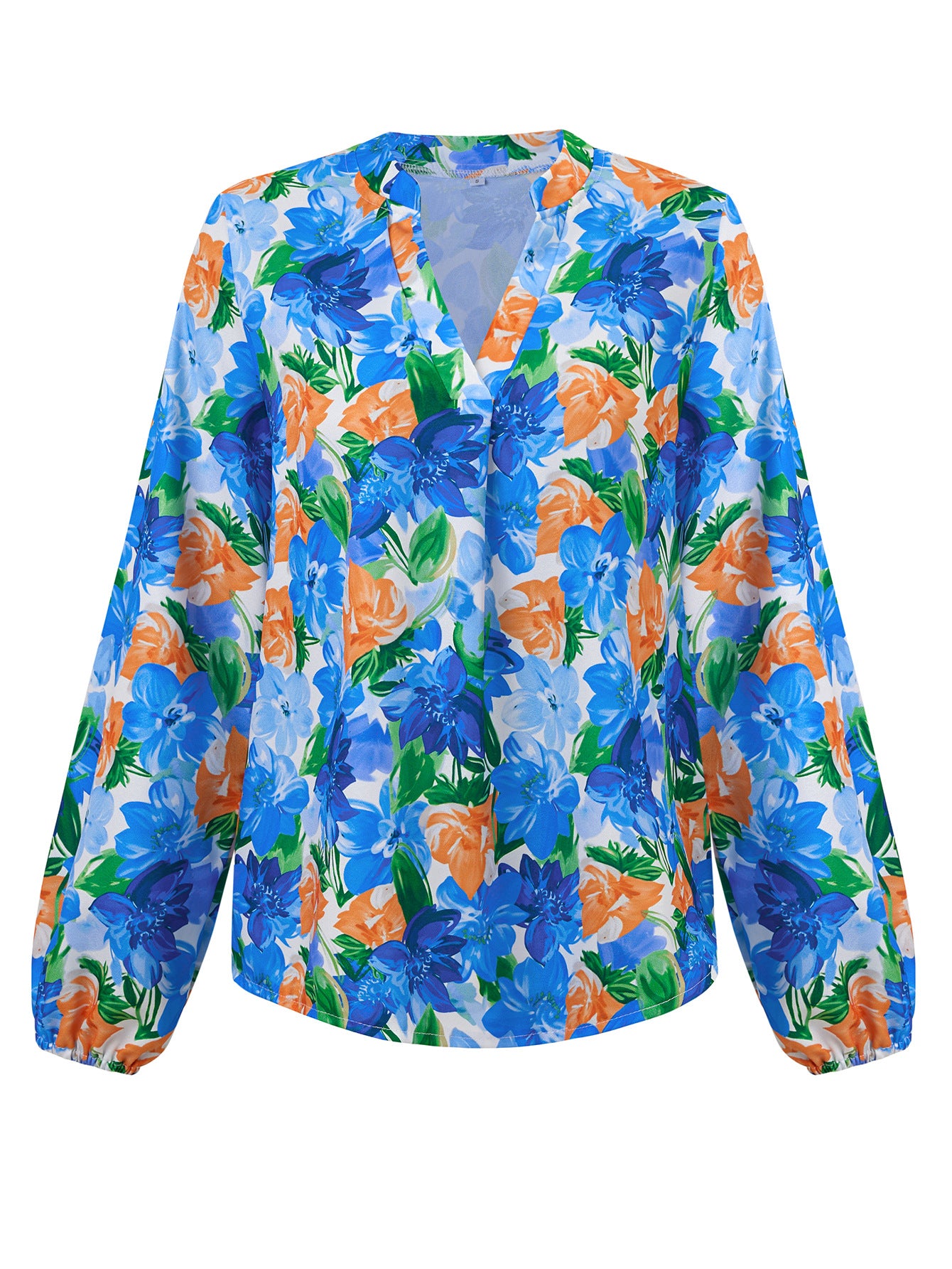 Women's V-neck Fashion Printed Long Sleeve Top