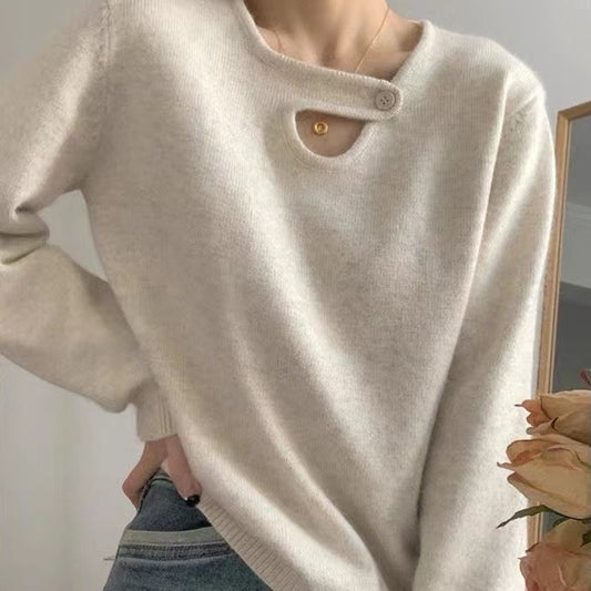 Women's French Knitwear Thick Sweater Gentle Style - Size Small