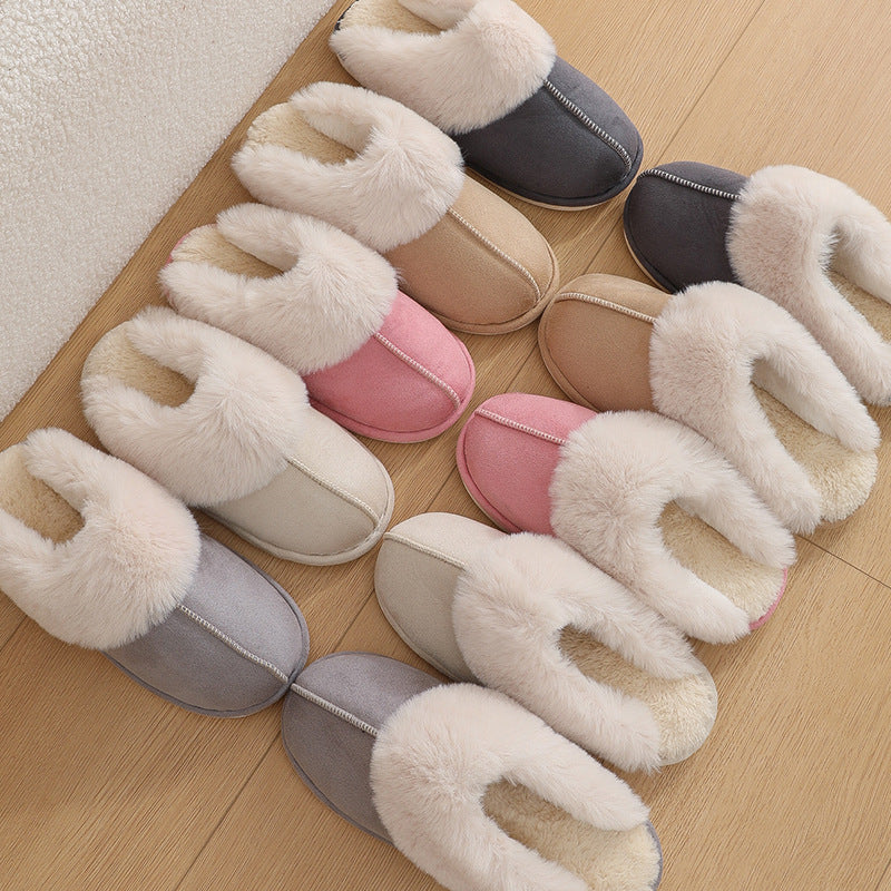 Women's Warm Plush Fur Soft Lined Cotton Non-Slip Slippers