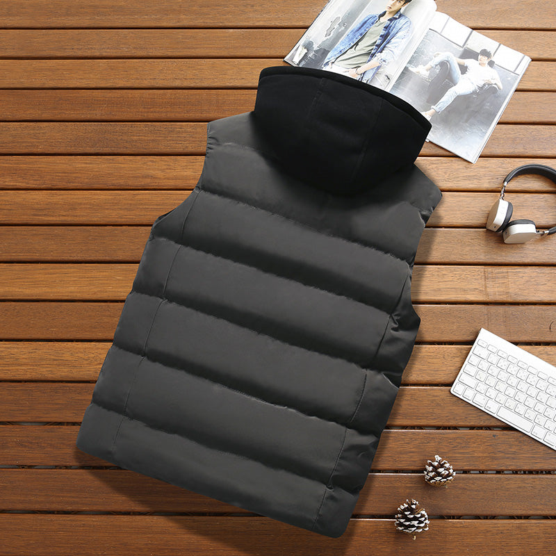 Men's Stylish Hooded Warm Padded vest with Pockets (M-4XL)