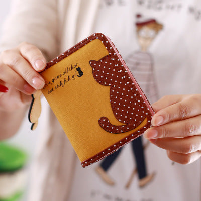 NEW Kids Trendy Cartoon Cat Wallet Vertical Zipper