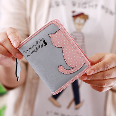 NEW Kids Trendy Cartoon Cat Wallet Vertical Zipper