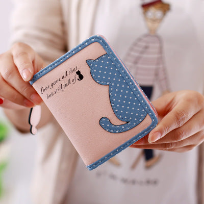 NEW Kids Trendy Cartoon Cat Wallet Vertical Zipper