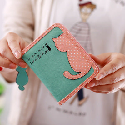 NEW Kids Trendy Cartoon Cat Wallet Vertical Zipper