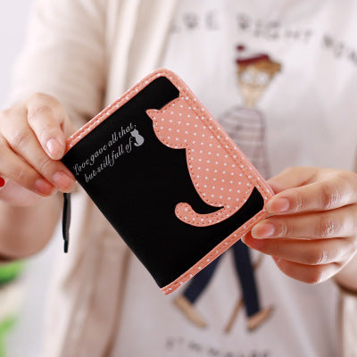 NEW Kids Trendy Cartoon Cat Wallet Vertical Zipper