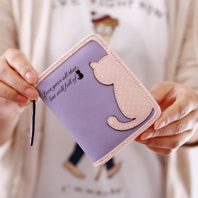 NEW Kids Trendy Cartoon Cat Wallet Vertical Zipper