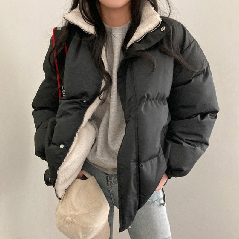 Women's Versatile Double-sided Long Sleeve Warm Quilted Cotton Coat Jacket