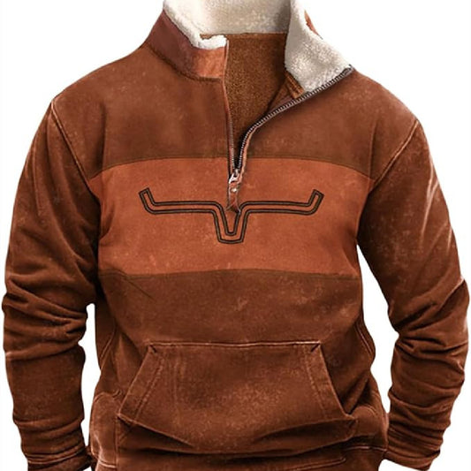 Men's Warm Western Style Half Zip-up Sweatshirt