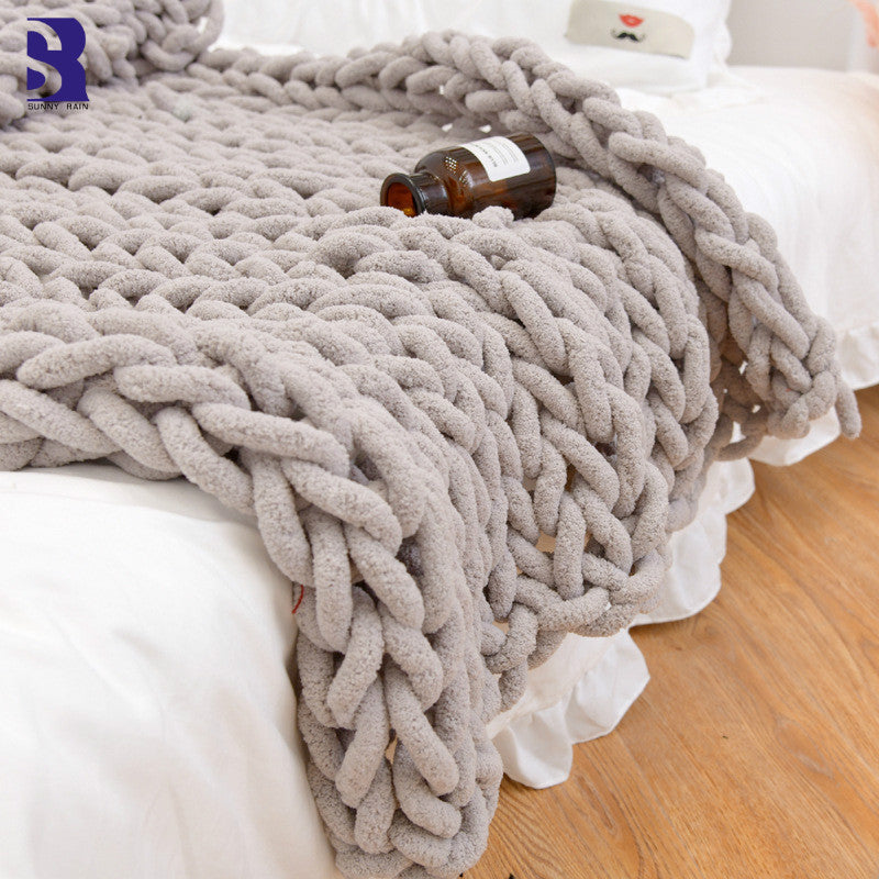 Chenille thick handmade chunky knit blanket