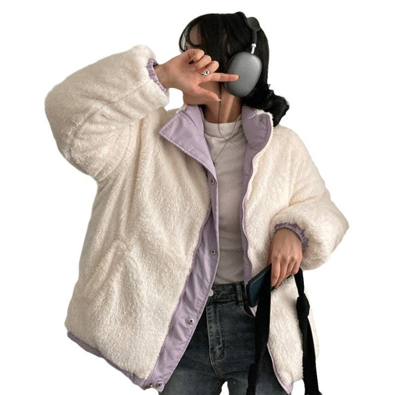 Women's Versatile Double-sided Long Sleeve Warm Quilted Cotton Coat Jacket