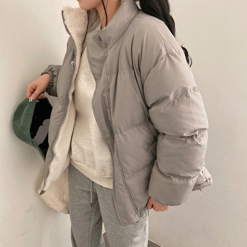 Women's Versatile Double-sided Long Sleeve Warm Quilted Cotton Coat Jacket