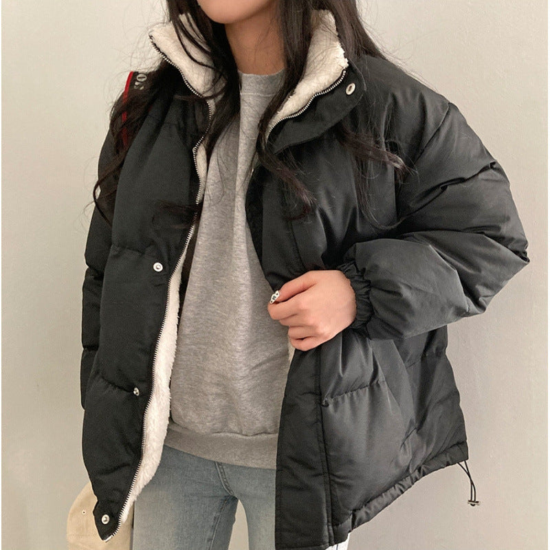 Women's Versatile Double-sided Long Sleeve Warm Quilted Cotton Coat Jacket