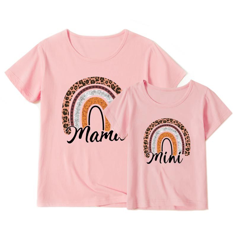 Mother-Daughter Matching Rainbow Print Short-Sleeve Tee