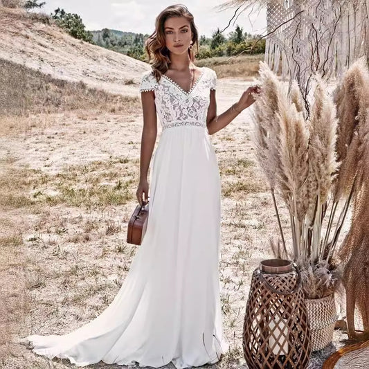 Slim-fit Off-shoulder Bare Back Bridal Tail Wedding Dress