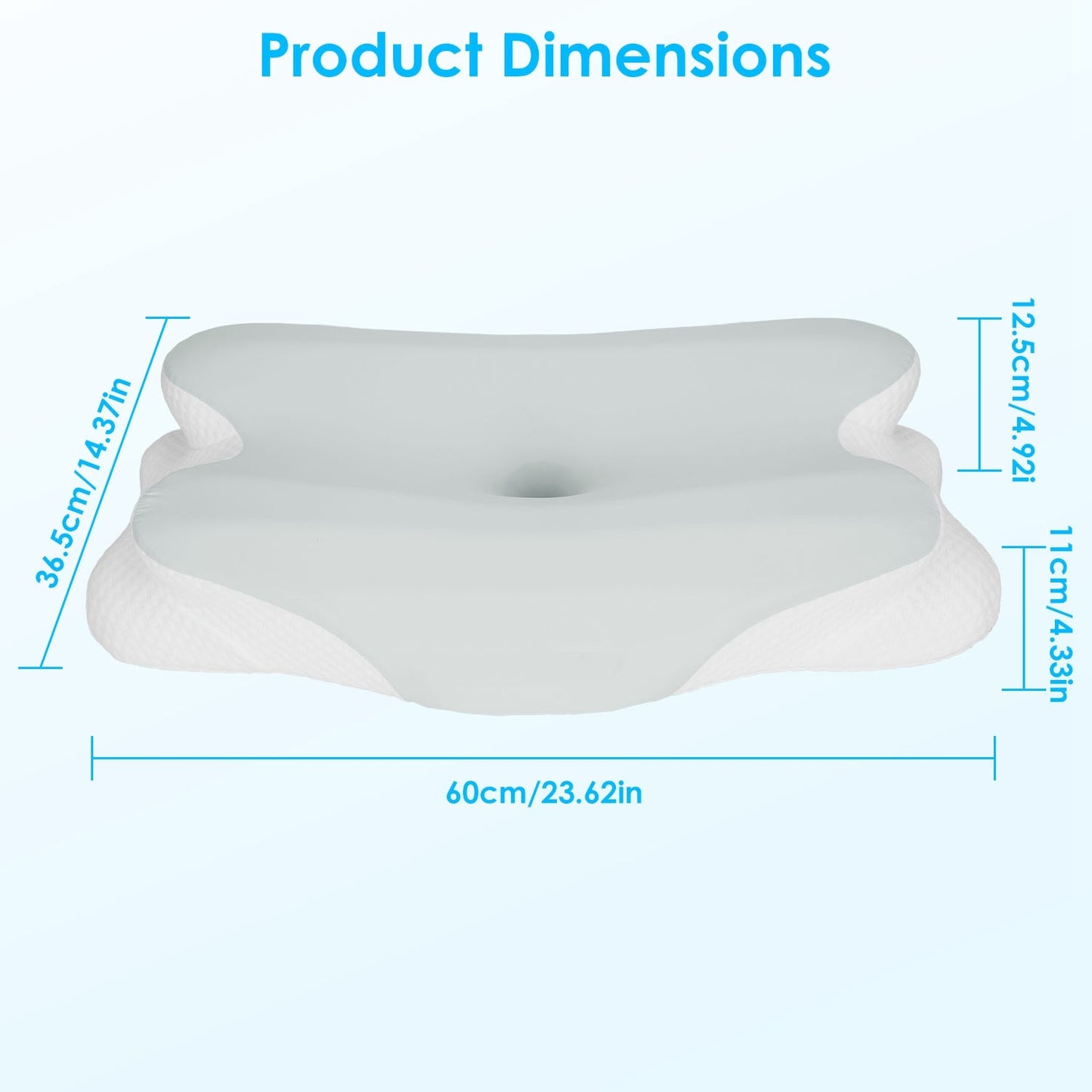 1Pc Orthopedic Memory Foam Pillow With Cooling Case Neck Support Pillow With Machine Washable Case For Side Back Stomach Sleepers