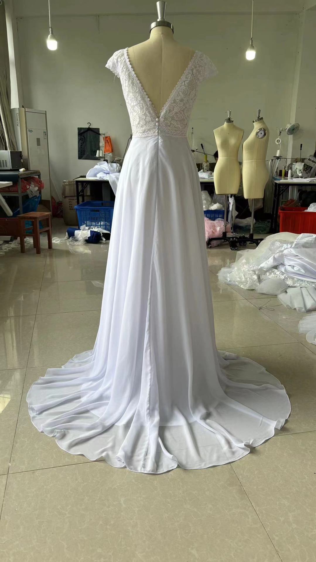 Slim-fit Off-shoulder Bare Back Bridal Tail Wedding Dress
