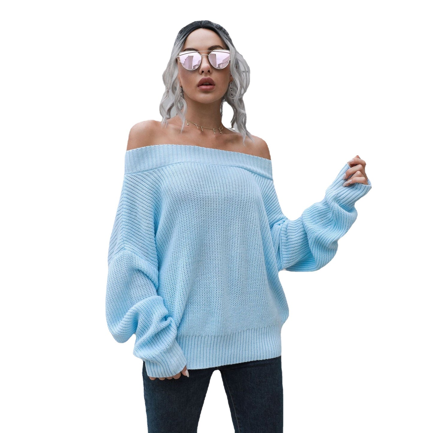 Women's Off-shoulder Loose Long Sleeve Pullover Shirt