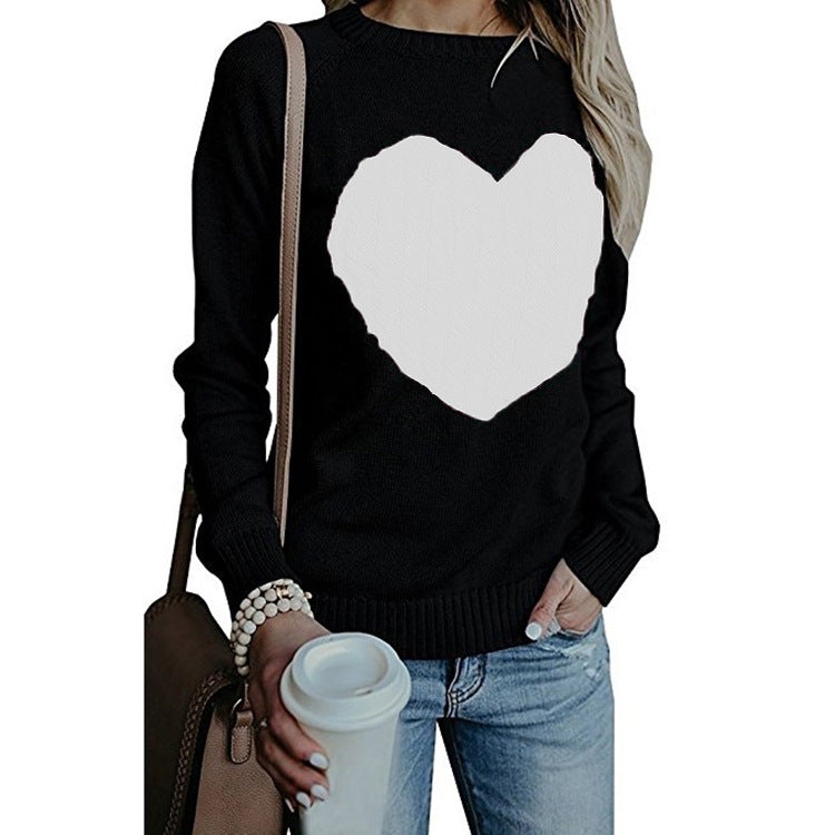 Women's Love Knitted Pullover Sweater - Perfect for Valentines Day!