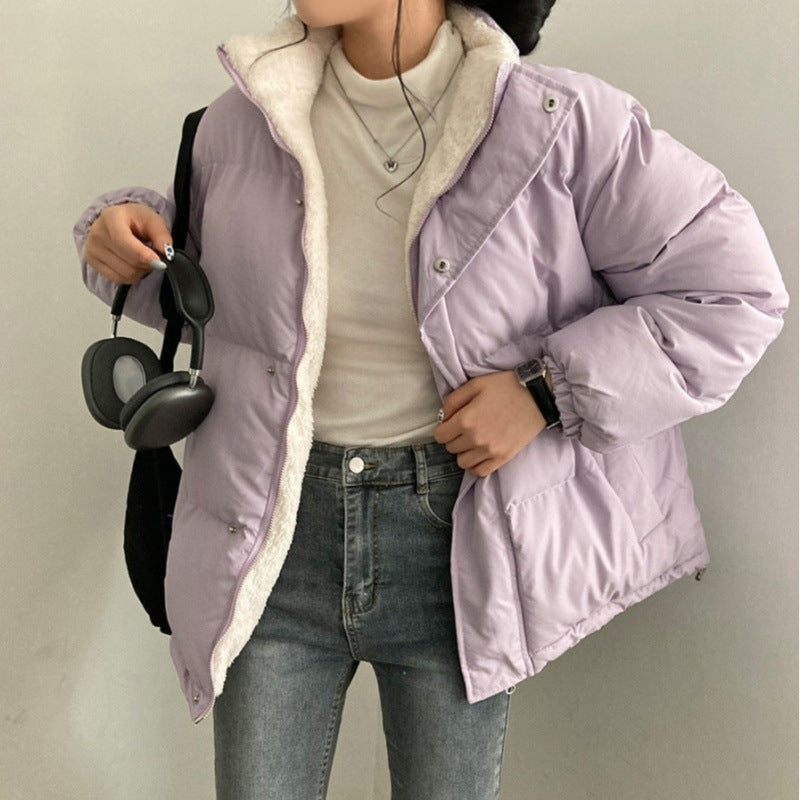 Women's Versatile Double-sided Long Sleeve Warm Quilted Cotton Coat Jacket