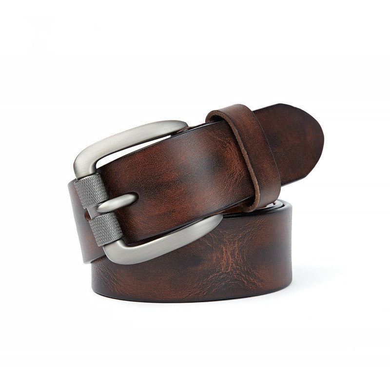 Men's Ladies Unique Vegetable Tanned Top Layer Cowhide Stitch Belt