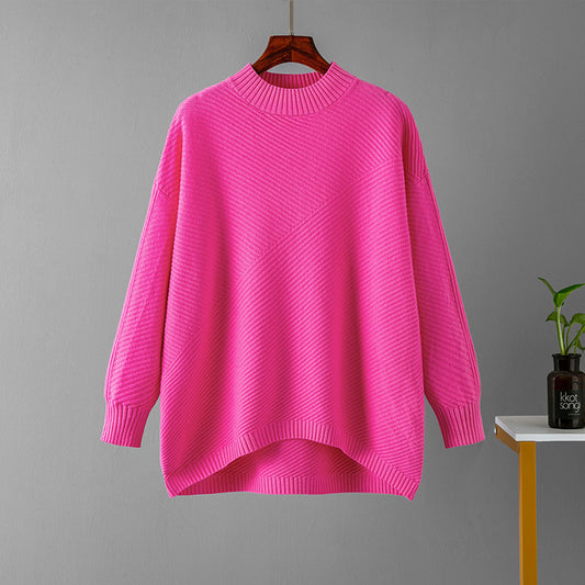 Women's Retro Loose Oversized Pullover Long Sleeve Sweater (Size Lg)